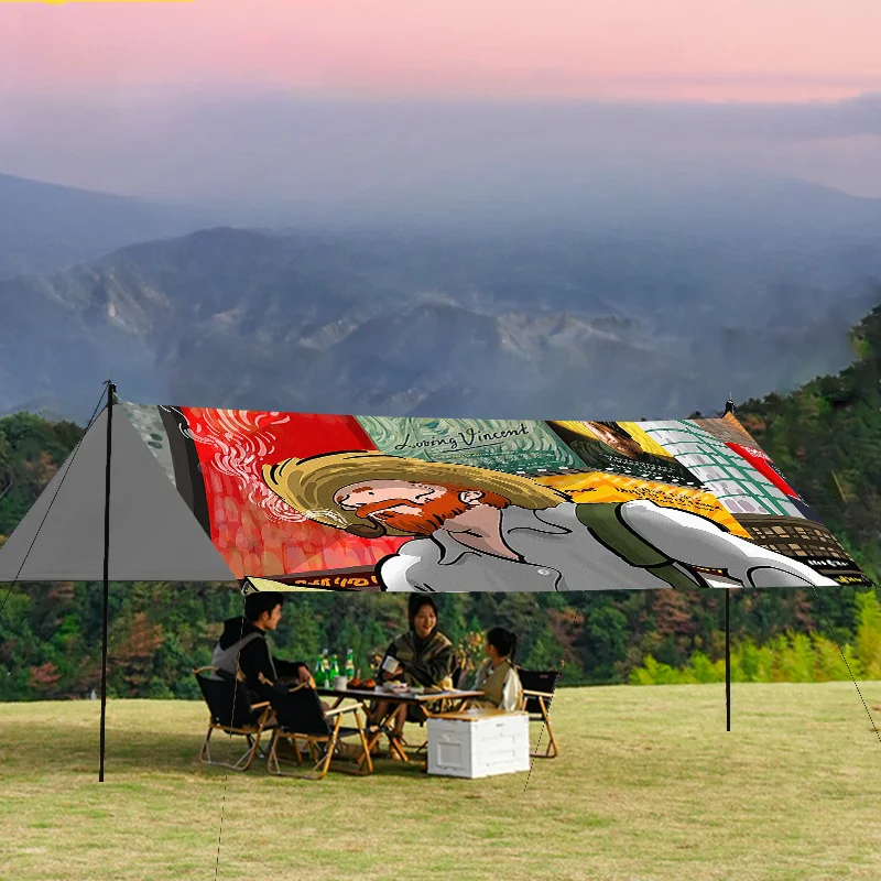 Outdoor Canopy Tent Exquisite Camping Custom Pattern Printing Personality Thickened Silver-Coated Sun-Proof Sun-Proof Rain-Proo