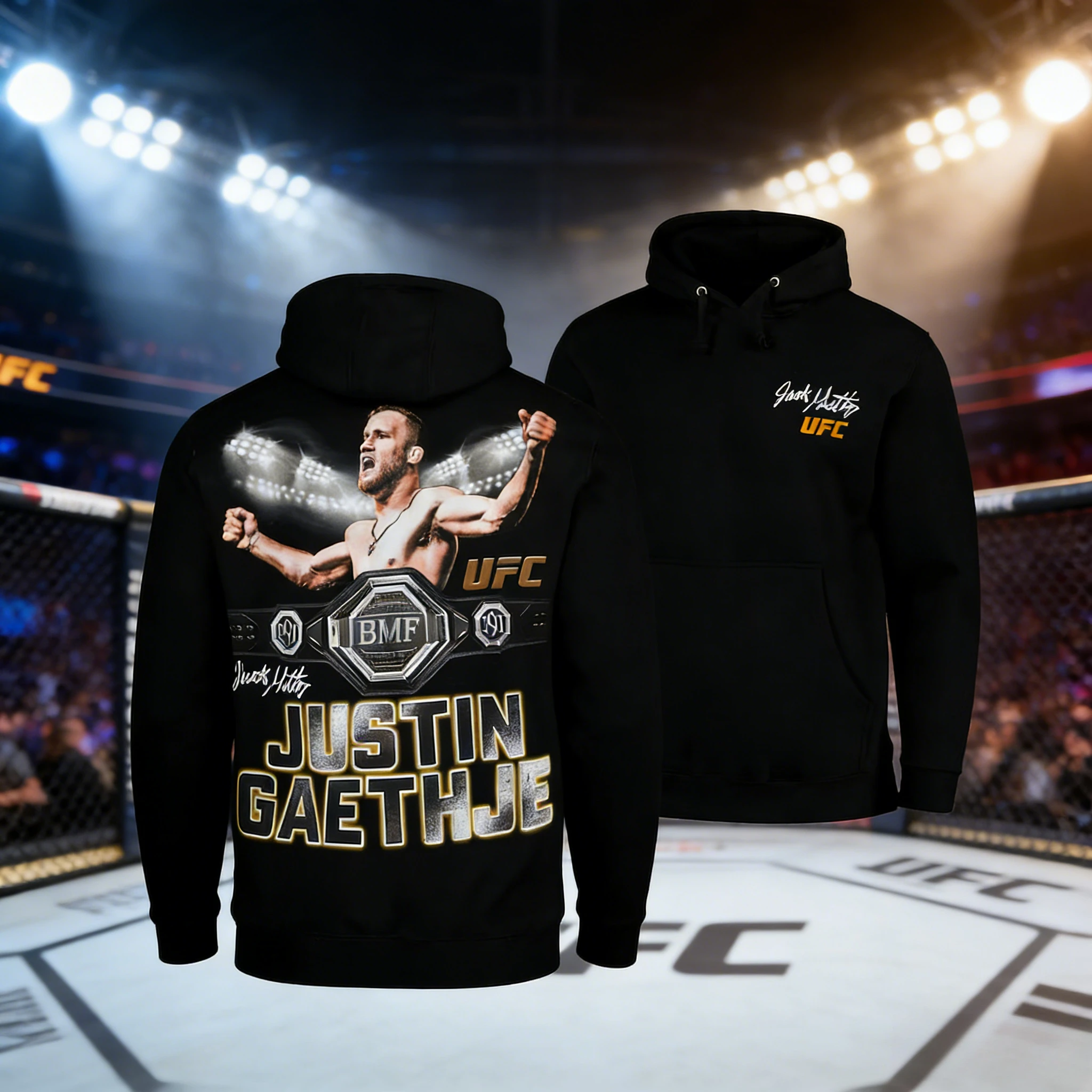 

Осень/зима 2026, UFC Justin Gaethje, боевая толстовка с рисунком, женская модная свободная повседневная хлопковая теплая толстовка, пальто унисекс