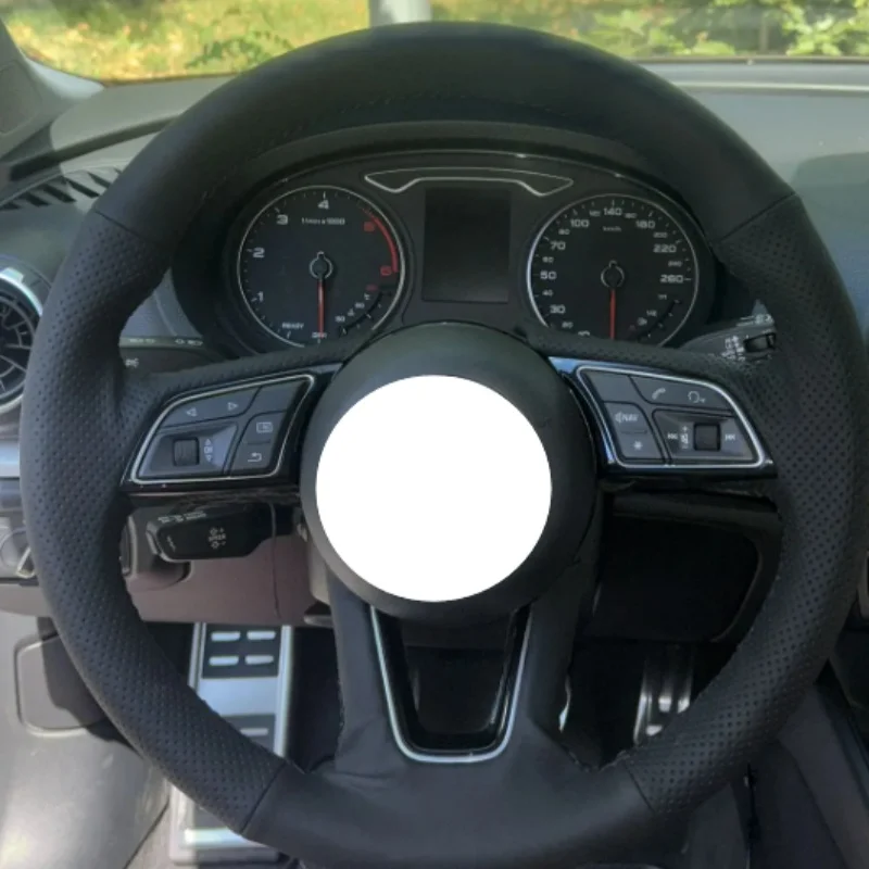 Customize Leather Non-Slip Steering Wheel Cover 8X A2 A3 Q3 Q5 Q2 A4 A5 A6 Car Accessories Car Steering Wheel Cover For Audi A1