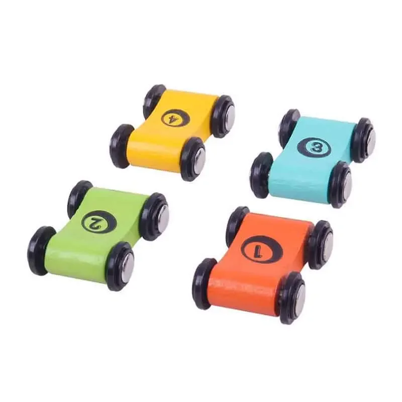 Scivolo di velocità in legno Tirare indietro Mini numeri Auto Puzzle per la prima educazione dei bambini Tracce colorate Giochi da tavolo scorrevoli Giocattoli