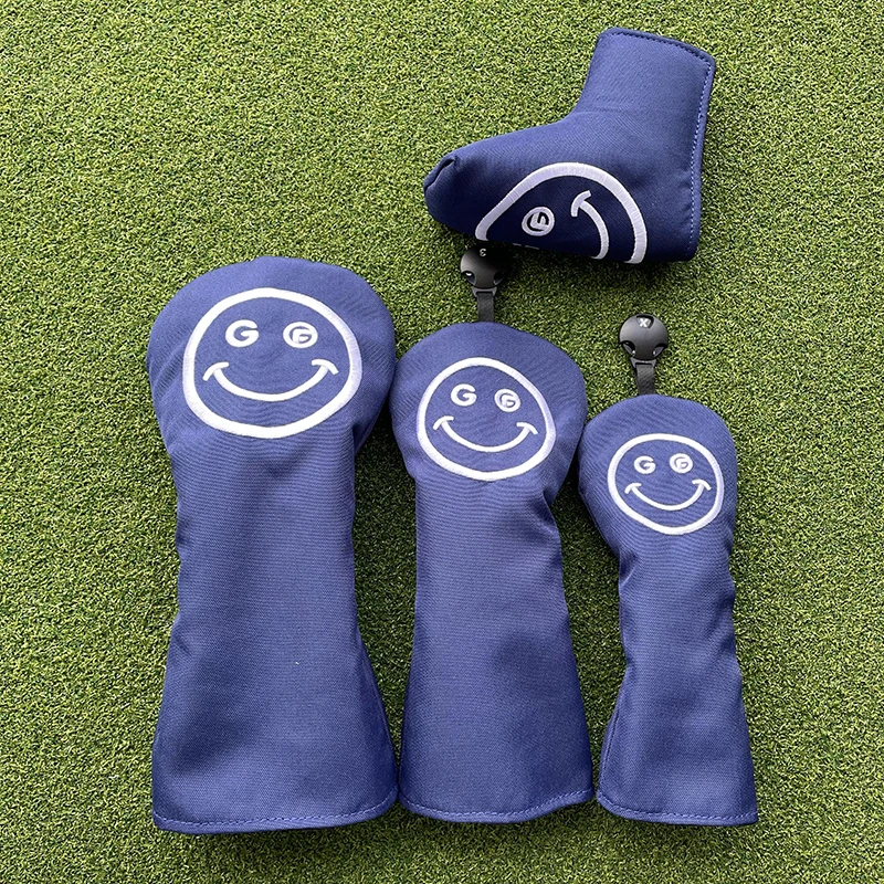 Smile Golf Club #1 #3 #5 Wood Head covers Driver Fairway Woods Cover Putter Headcover