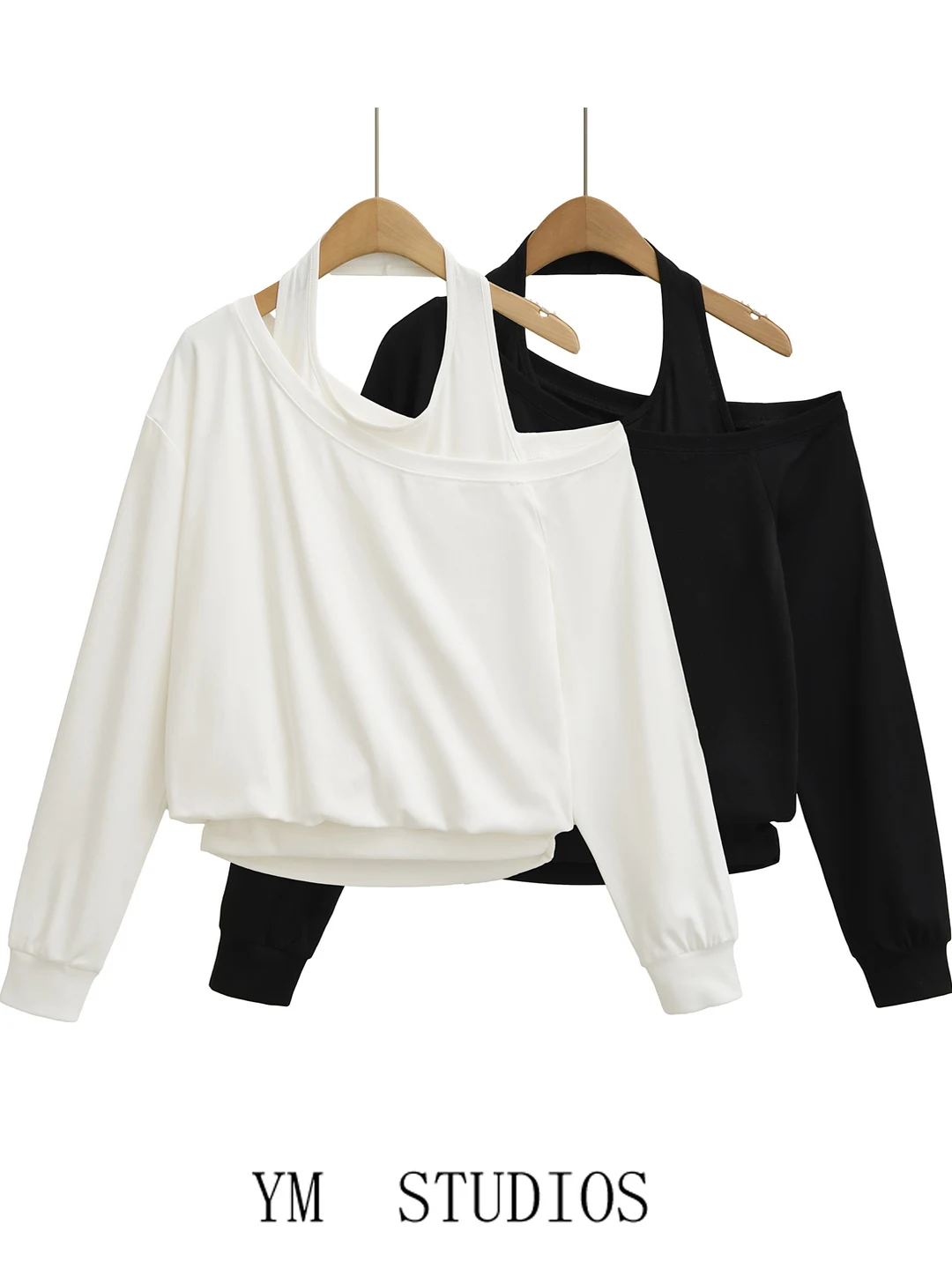 

Женская повседневная толстовка с открытыми плечами Spor, свободная посадка для похудения, многослойная основа, irt Design Sense Ne Hanging