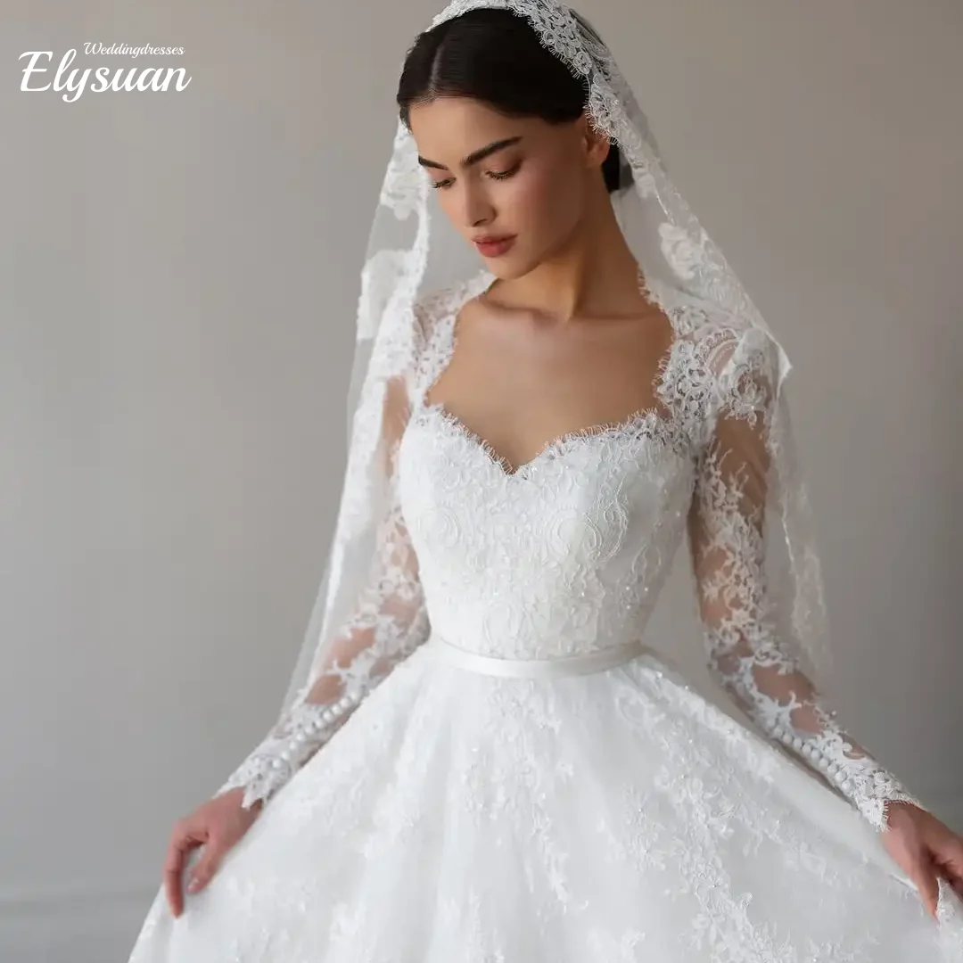 Customized Lace WeddingDresses Vintage Long Sleeve Dresses Elegante Vestidos De Novia