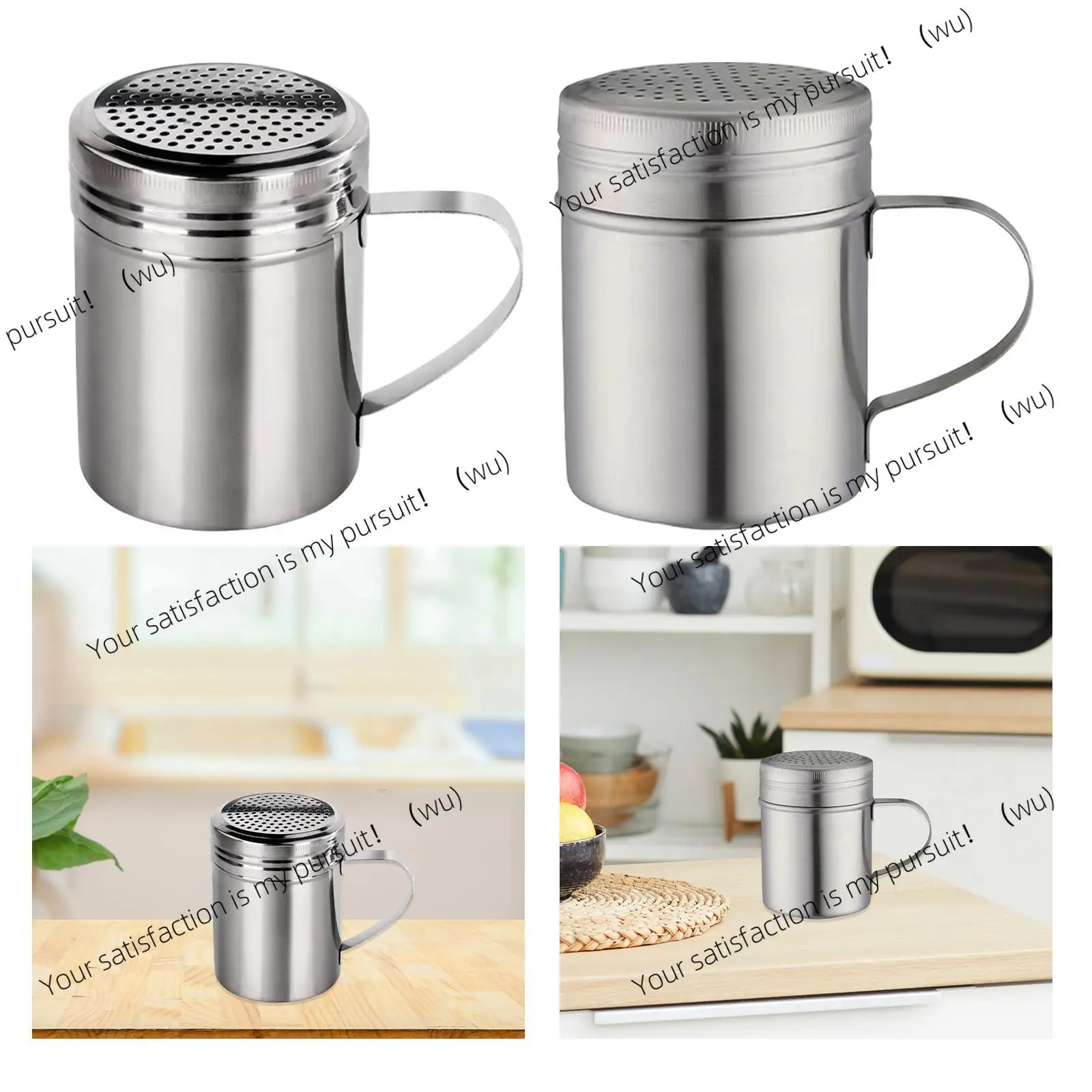 Flour Sifter Powdered Sugar Shaker with Handle Salt Shaker Multiuse Chocolate Shaker for Restaurant Fishing Home Bakery Sugar