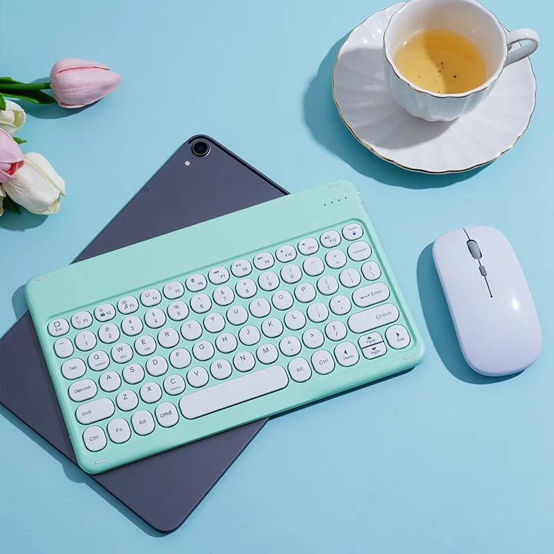 Wireless Bluetooth Keyboard Mouse Set Wireless Charging Magnetic Round Keycap Compatible With Ipad Tablet Phone For Office Home