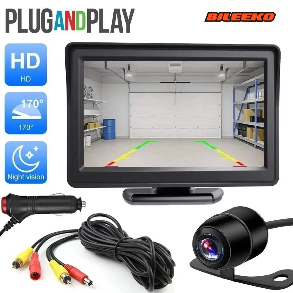

Bileeko Car Rear View Backup Camera with 4.3" Monitor - HD Parking, Night Vision