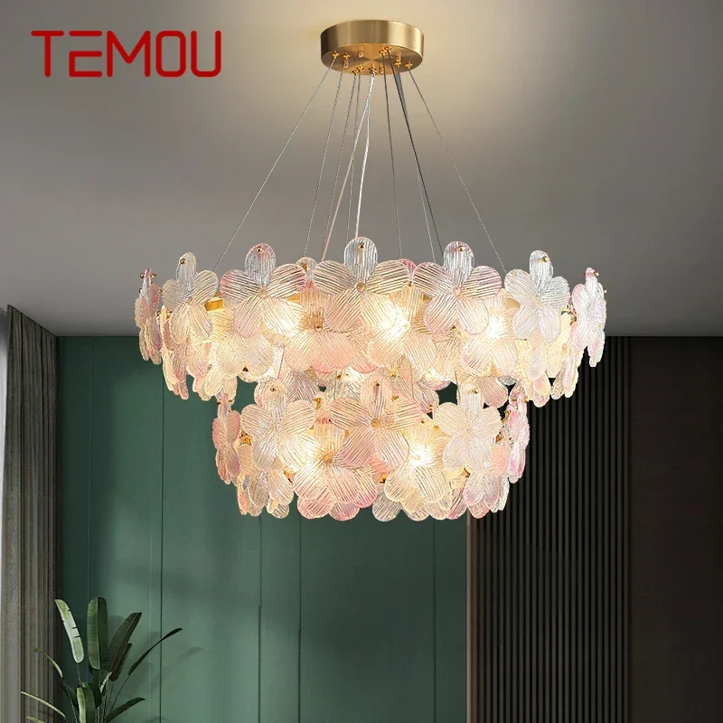 TEMOU Contemporary Brass Pendent Lamp Luxury Fashion Living Room Dining Room Bedroom Villa Hotel Sample Room Chandelier