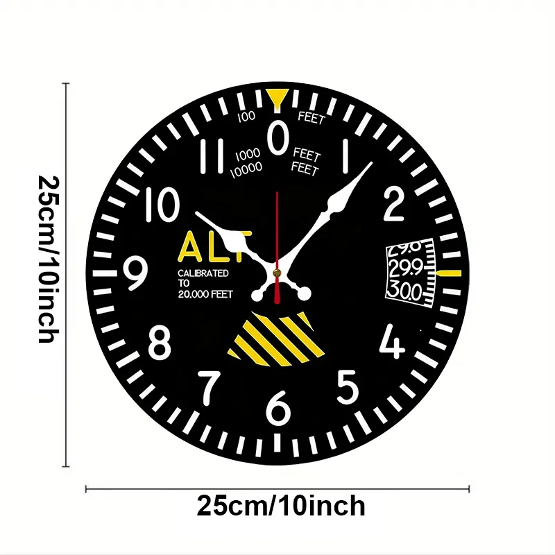 Aircraft Design Wooden Round Silent Hanging Wall Clock, Suitable For Living Room, Office, Study Room, Bedroom, Home Decoration