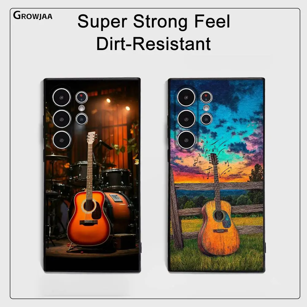 Funda de teléfono con guitarra y violín Musical para Samsung Galaxy S25 S24 S22 S23 Ultra S21 S20 Plus 5G, cubierta completa antideslizante esmerilada