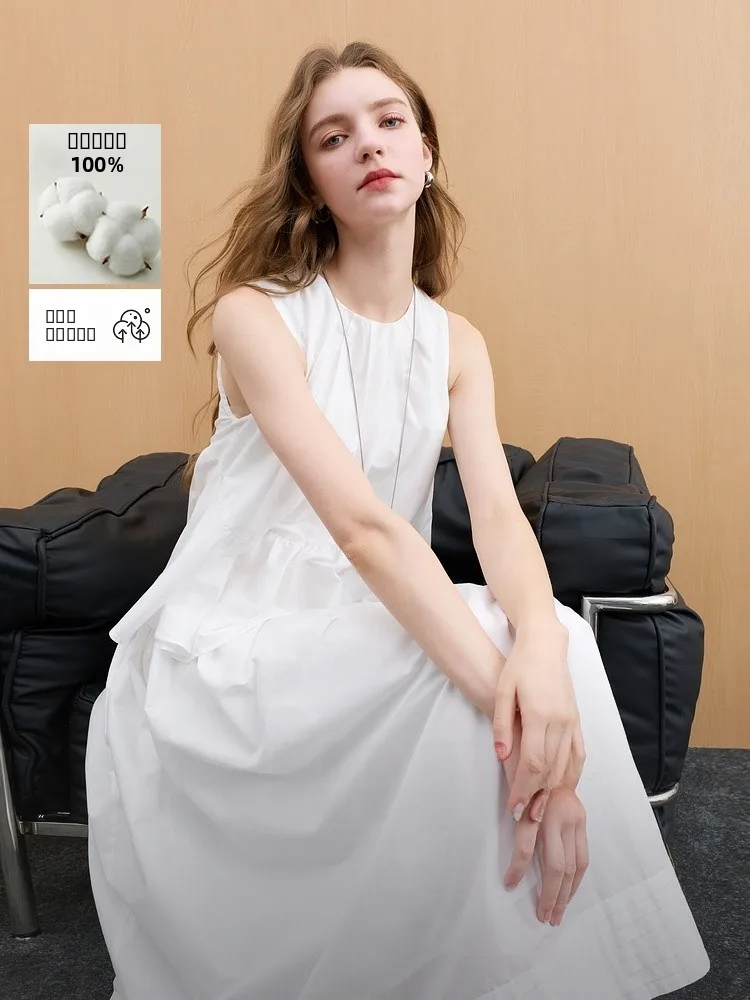 

Loose Fit round Ne Svel Tee-Color Cotton Dr Vest Dr Fake Two-Piece Design A-Line Silhouette Casual Sle