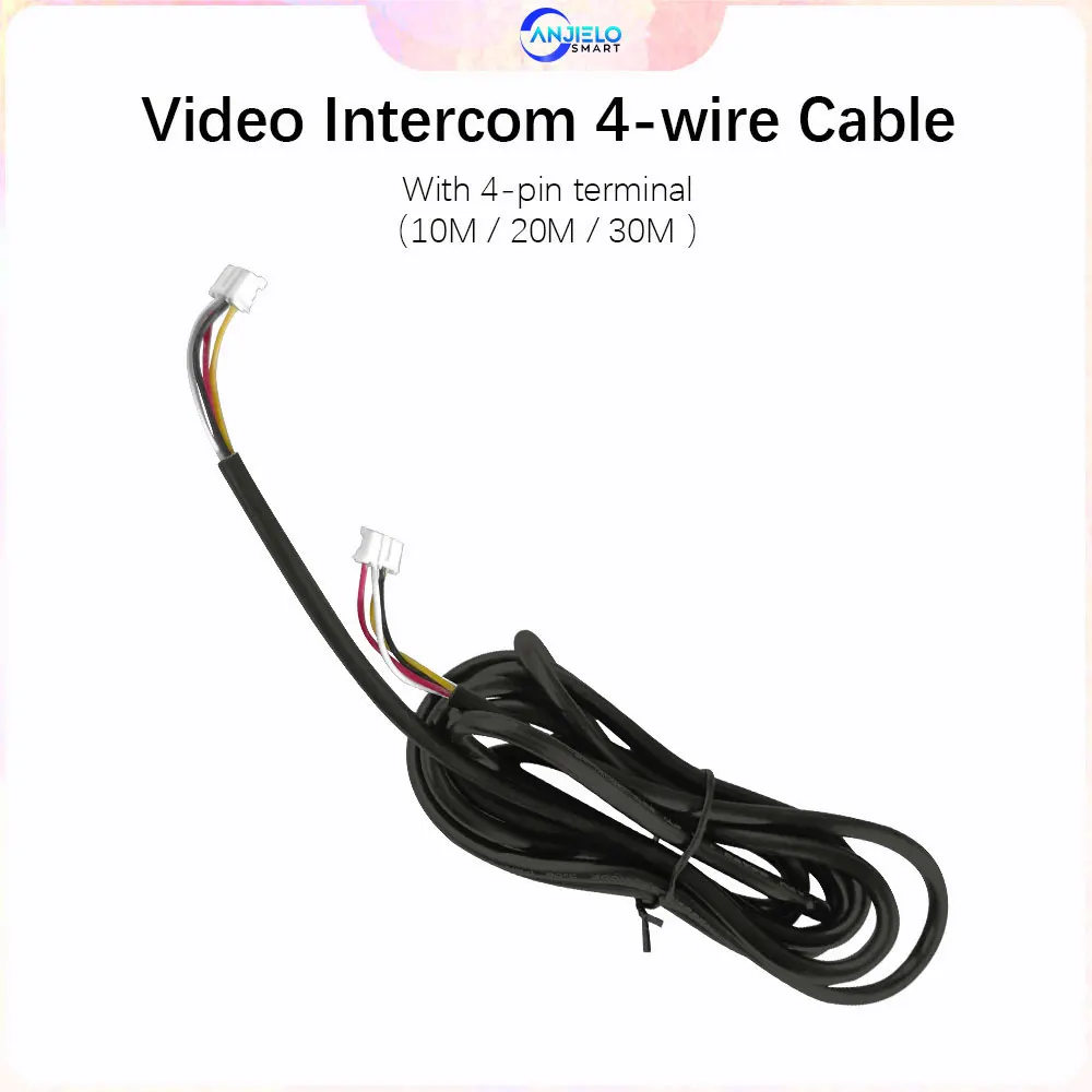 ANJIELO Câble de système d'interphone vidéo à 4 fils avec terminal à 4 broches Connecteur mâle 10M 2