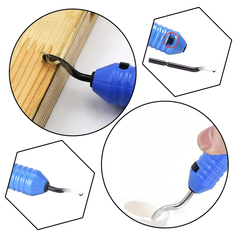 Blades High-Speed Steel Deburring Tool Set for Metal Resin 3D Printed Plastic Edges PVC Copper Pipes - 360 Degree Rotary Head view 6