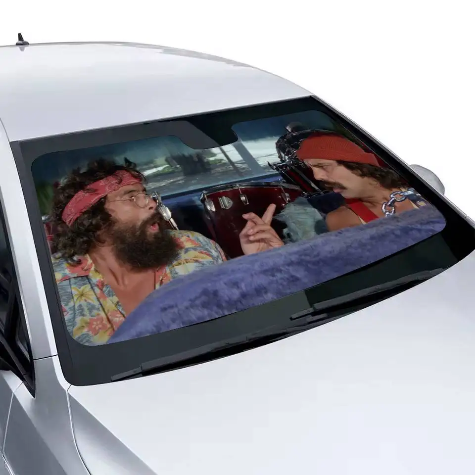 فيلم Cheech And Chong Drive مظلة السيارة الأمامية المضادة للأشعة فوق البنفسجية حماية الجبهة الشمس الظل التبريد حامي للسيارة الداخلية