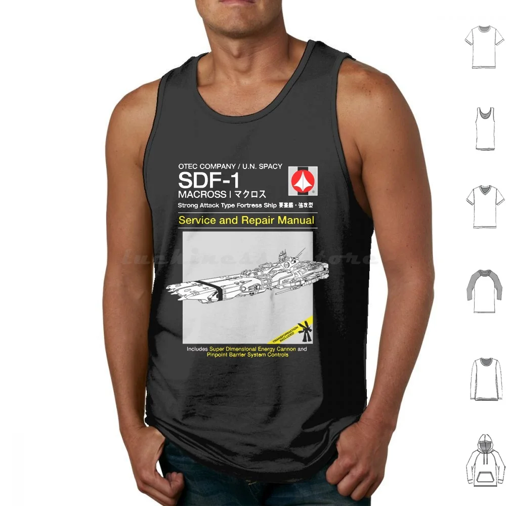 Sdf-1 Service And Repair Tank Tops Vest Sleeveless Anime Japanese Macross Manga Mecha Mobile Suit Retro Robot Robots Sdf 1