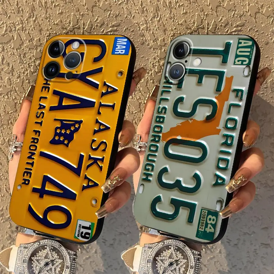 

Funda Phone Cover Case for Apple iPhone 17 Pro Max Air 11 14 XR XS MAX 15 Pro 7 8 16 13 17e 12 Vehicle License Plate