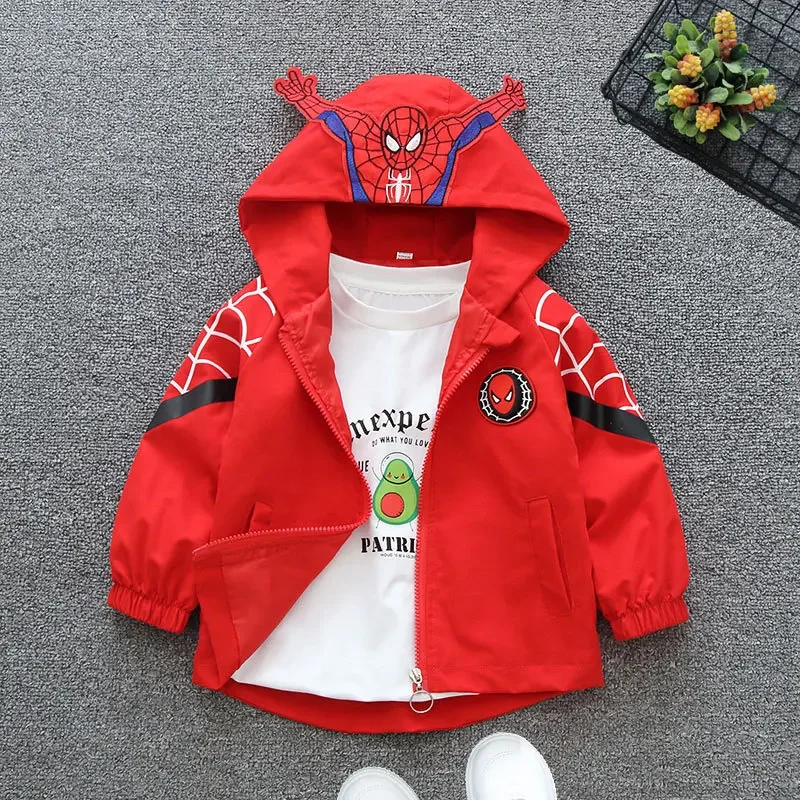 Children Coat Cartoon Spiderman Mickey Print Baby Boys Clothes Spring Autumn Kids Zipper Jacket Outwear Hoodies Windbreaker 1-8Y