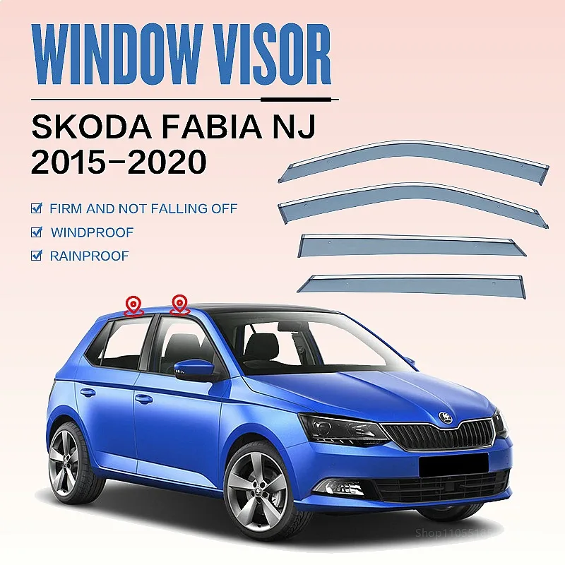 

For Skoda Fabia 5J NJ 2008-2020 Car Window Visor Rain Sun Shade Side Deflector Awning Accessories