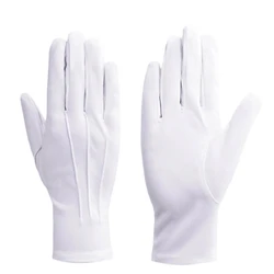 2/4Pairs Witte Katoenen Handschoenen voor Vrouwen Mannen Obers Bestuurders Sieraden Werknemers Mitten Volledige Vinger Anti Slip Hand Protector