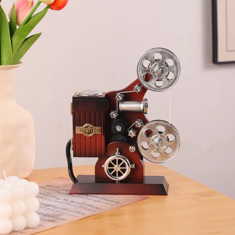 Vintage Phonograph Music Box- Handcrafted Wooden Player with Brass Speaker