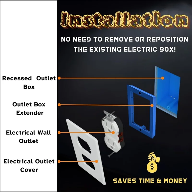 【Rushed】5-Pack 1/2Inch Single Gang Receptacle Outlet Box Extenders - Electrical Outlet Extender For Electrical Outlet Switches