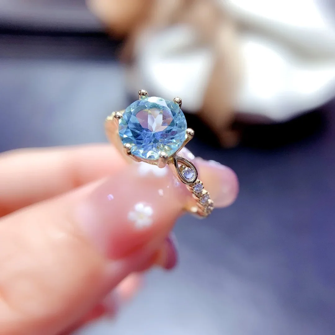 

Natural London Blue Topaz Ring Engagement Ring Sterling Silver 925 Women Luxury Free Mail Engagement Gift Fine Jewelry