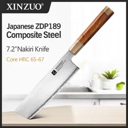 XINZUO 7.2'' Nakiri Knife  Japanese ZDP-189 Power Steel Stainless Steel Ultra Sharp Kitchen Tool Exquisite Paulownia Wood Box