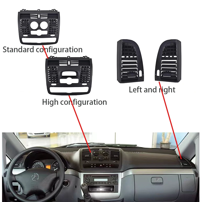 

Car AC Vent Grille Left Right Central Air Vent Outlet Cover Panel For Mercedes Benz Vito Viano W636 W639 2004-2015