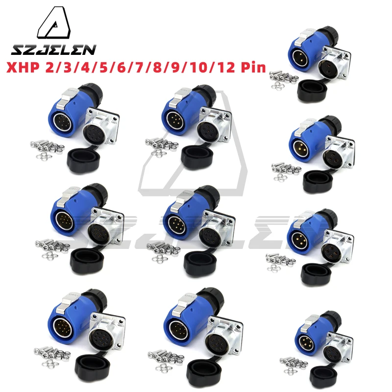 

New Arrving Waterproof Square Panel Connector Mount Male Female Plug Power Panel Connectors XHP20 2 3 4 5 6 7 8 9 10 12Pin