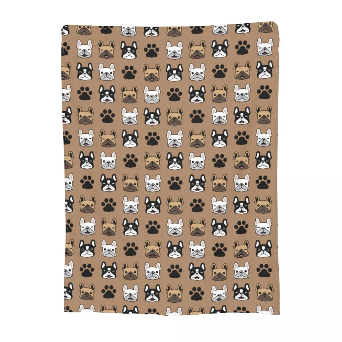 

French Bulldog Footprint Blanket Fleece Decoration Puppy Pet Breed Cartoon Multifunction Soft Throw Blanket for Home Couch Quilt