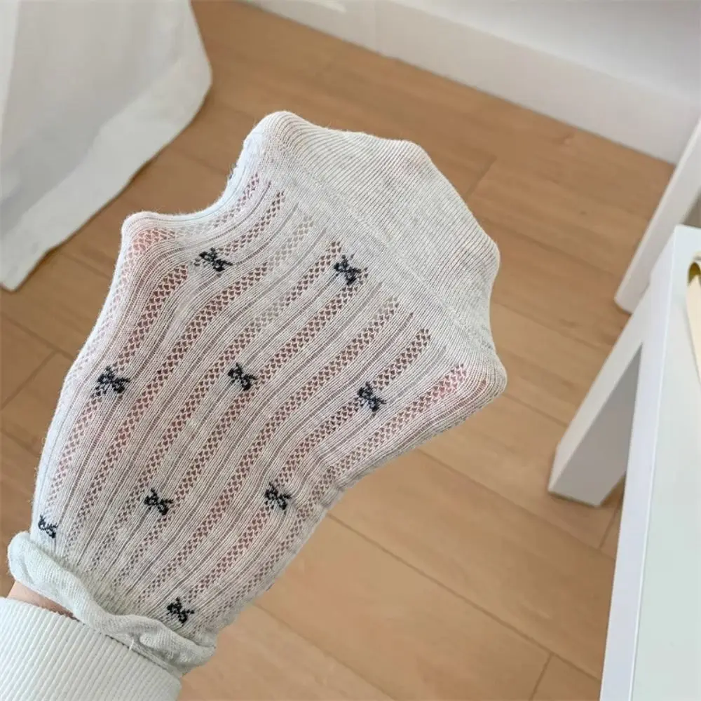 

5Pairs Fashion Mesh Bow Short Socks Breathable Ruffle Sweet Ankle Socks Ballet Style Female Hosiery Tube Socks Women Streetwear