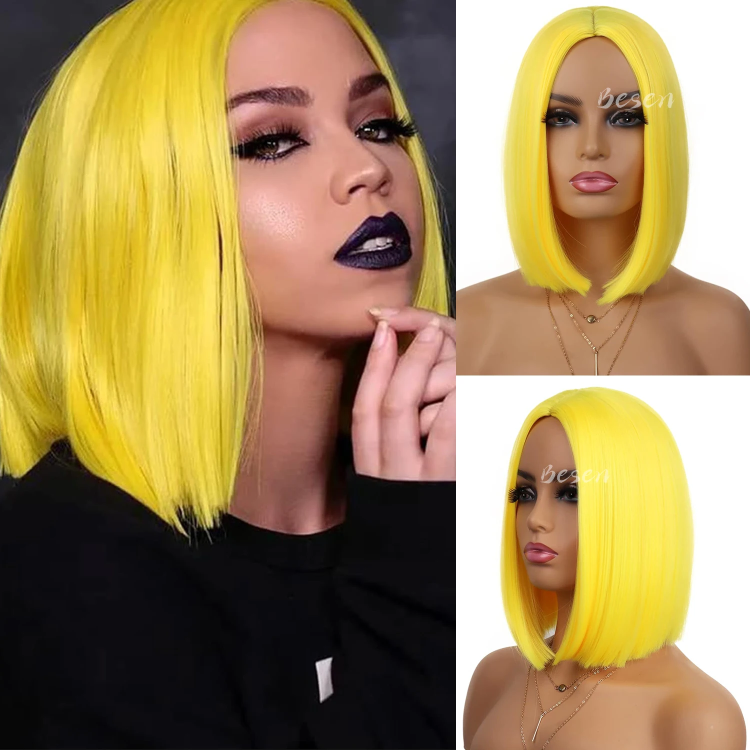 

Синтетический парик Боб 12 дюймов, короткий парик Боб с прямыми волосами, термостойкие разноцветные парики со средним пробором для вечеринки, костюма для косплея