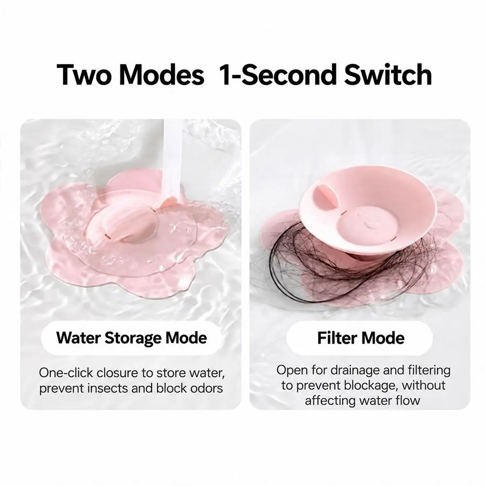 Press-to-Seal Silicone Sink Stopper Reusable Flower Shaped Basin Stopper Odor Blocking Flexible Structure Drain Plug