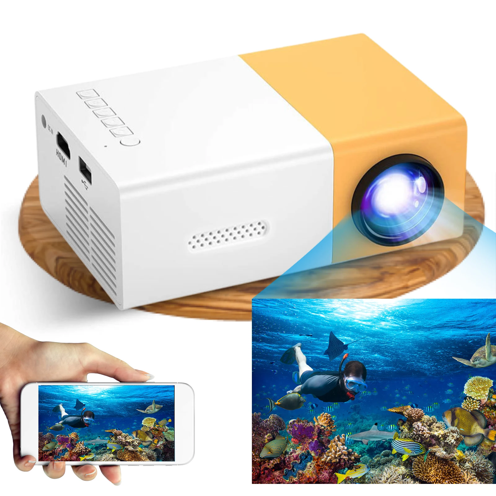 

Go Portable Mini Projector 1080P Portable Movie Projector For IOS Android Windows Laptop TV-Stick Compatible With USB Audio TF