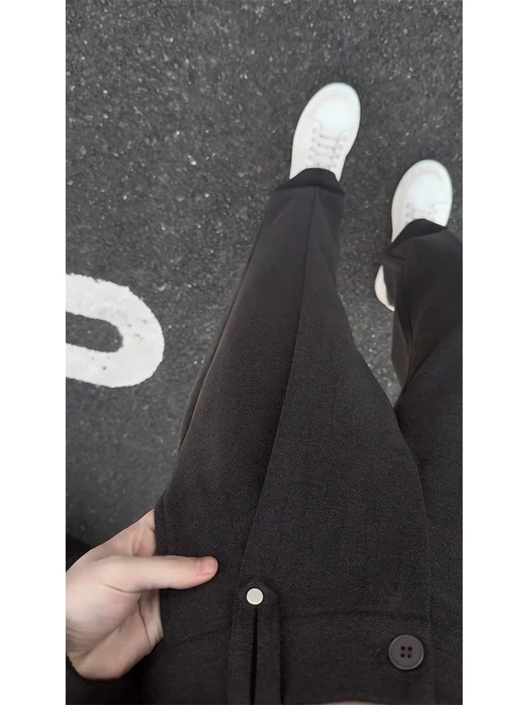 

Мужские брюки-палаццо с плиссировкой, прямые, повседневные, в американском стиле, для костюма, весенние, прямые, повседневные