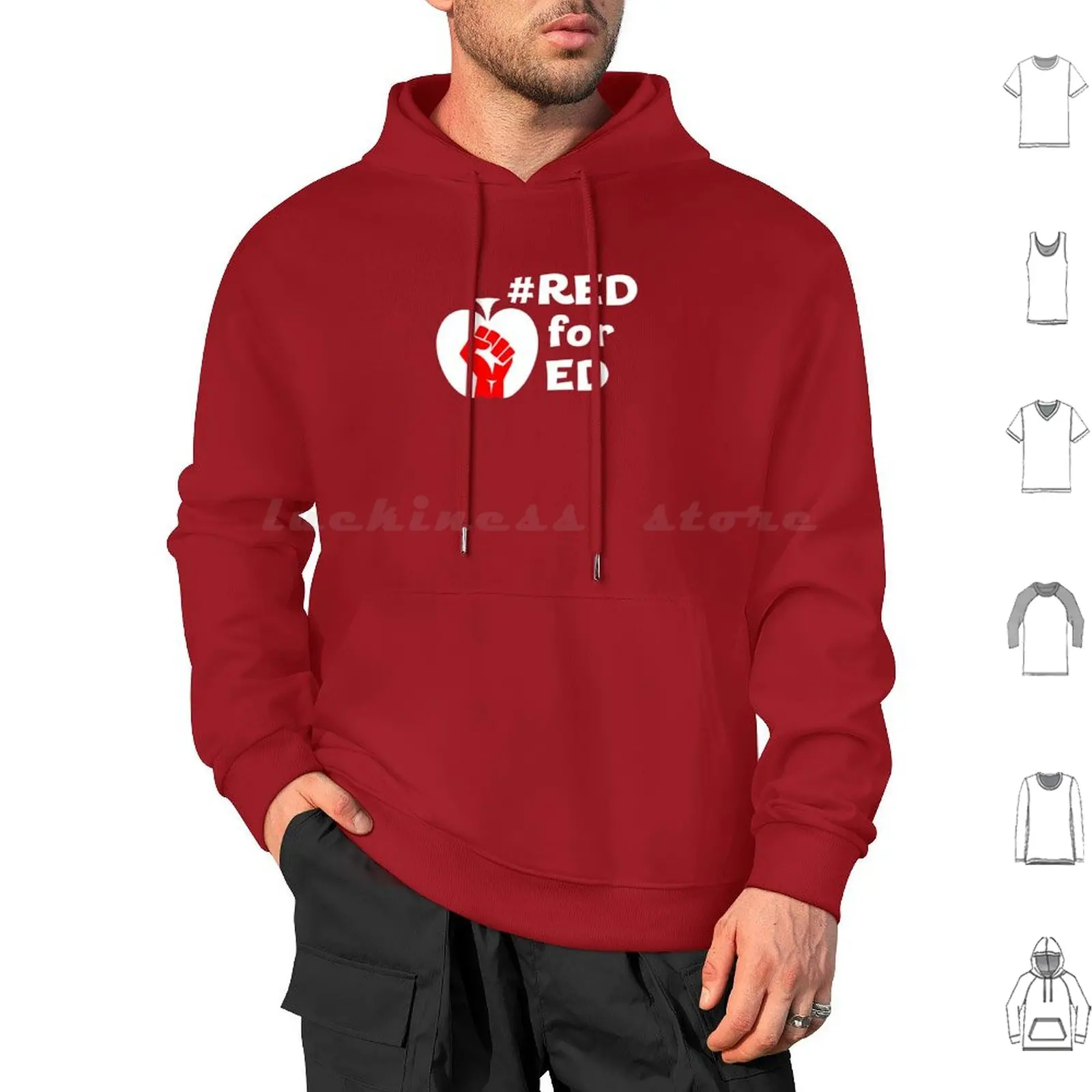 Redfored Red Fist White Words Hoodies Long Sleeve Redfored Ed Red For Ed Fund Our Future Cuts Hurt Kids Rally Red White