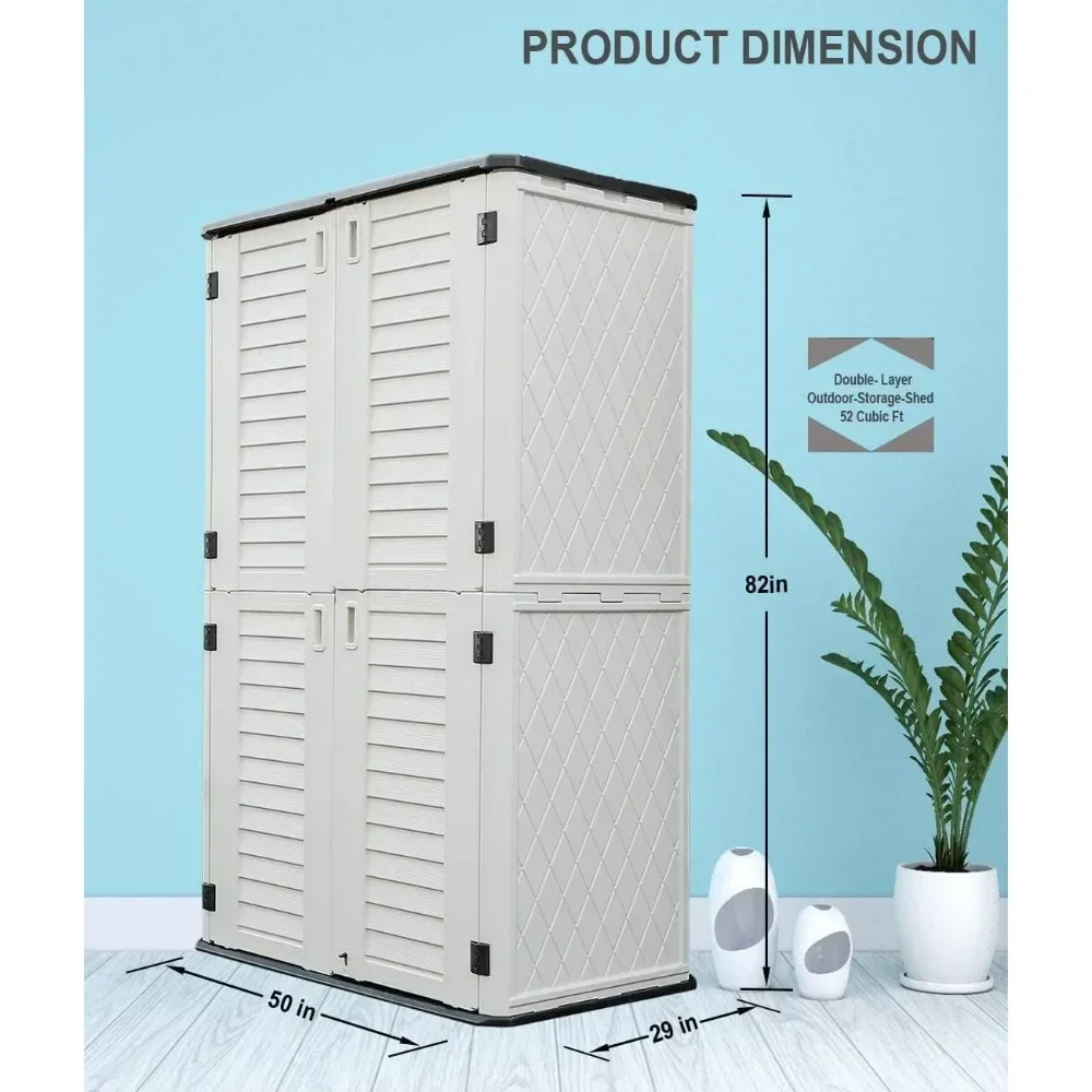 Storage Shed Weather Resistance, Multi-Purpose Outdoor Storage Cabinet Waterproof, Outdoor Storage Cabinet for Garbage Cans