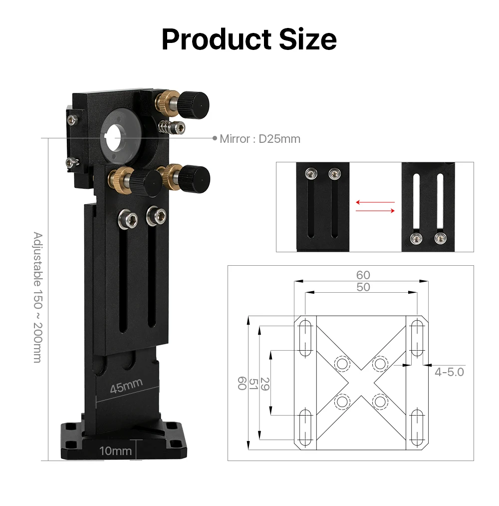 Cloudray C Serie CO2 Erste Reflexion Spiegel 25mm Montieren Unterstützung Integrative Halter für Laser Gravur Schneiden Maschine – Detail 4