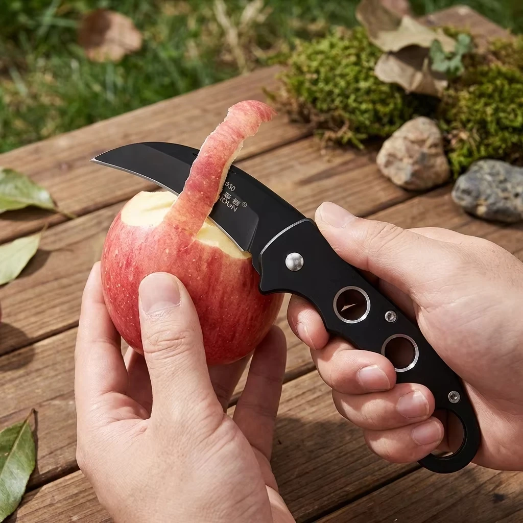 Folding Knife, Stainless Steel Pocket Blade With Loop Handle, Outdoor Survival EDC Tool, Suitable For Camping And Hiking Knives.