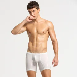 Seobean new men's solid underpants low rise sexy long Boxer shorts