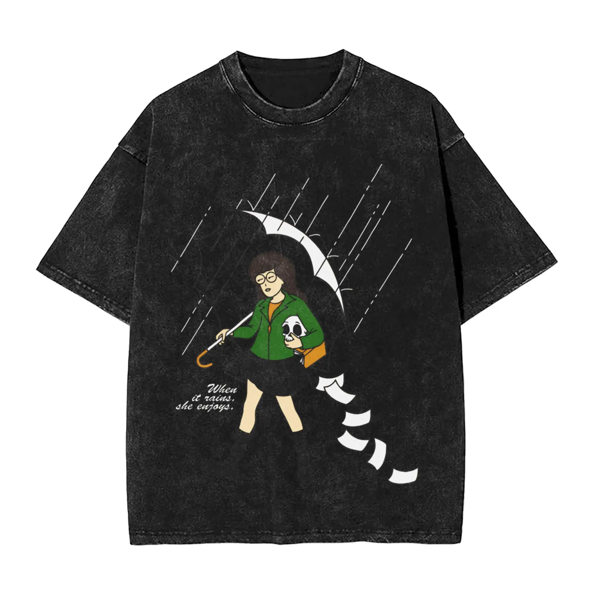 داريا تي شيرت الصيف Y2K ريترو تي شيرت القطن Harajuku التي شيرت للرجال قصيرة الأكمام طباعة تي شيرت