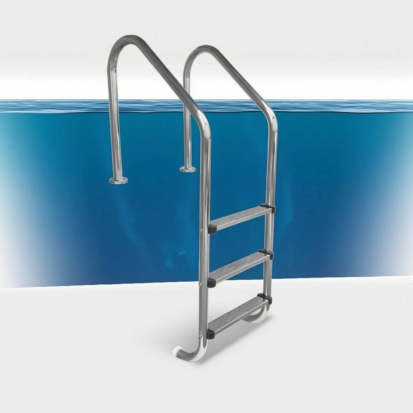 3-Step Pool Ladder Rust Resistant Stainless Steel Pool Ladder Anti-Skid Polished for Swimming Pools, Water Parks