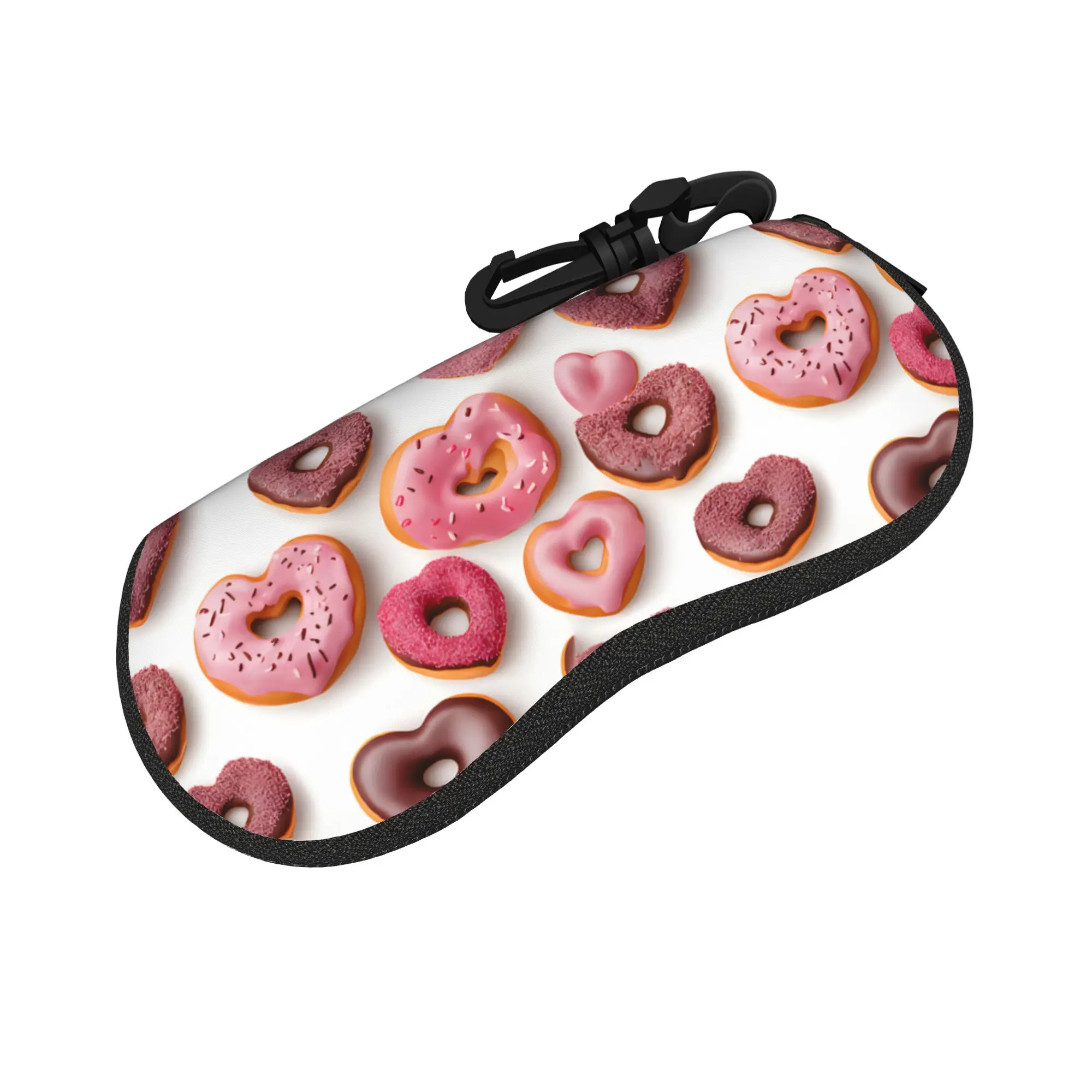 Romantic pink hearts gift Glasses Case Women Men Lightweight Zipper  Eyewear Storage Box Protector Eye Contacts Case