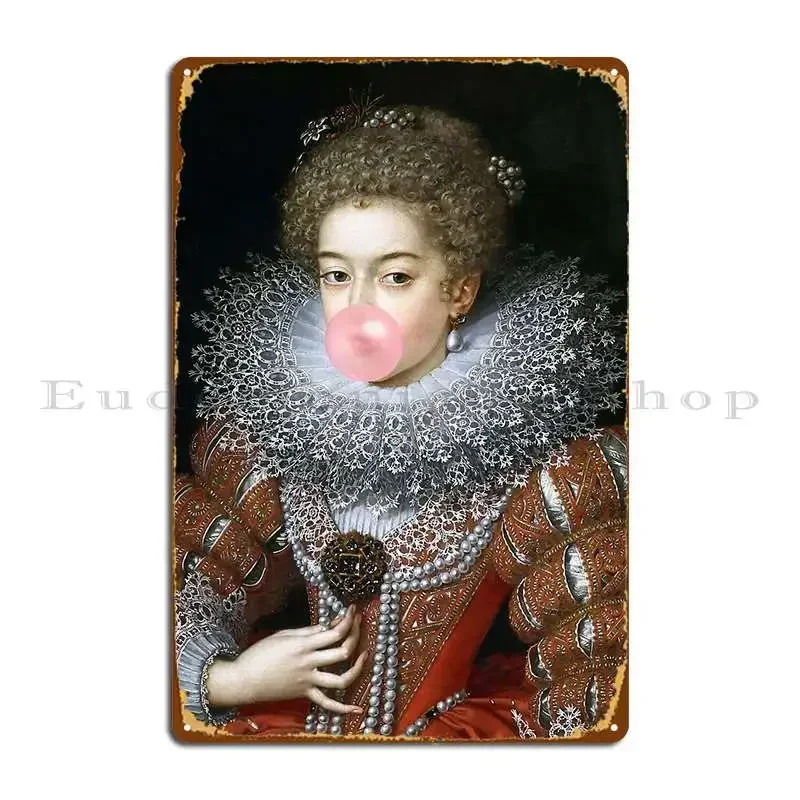 Young Isabella Bubblegum Renaissance Art Print Metal Signs Funny Bar Garage Personalized Design Tin Sign Poster