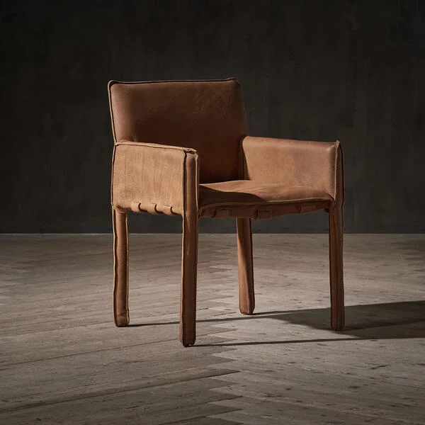 ！@Customizable Geometric Wabi-Sabi Chair Living Chair Retro Wood  Genuine Leather Chair  for Living Room Use