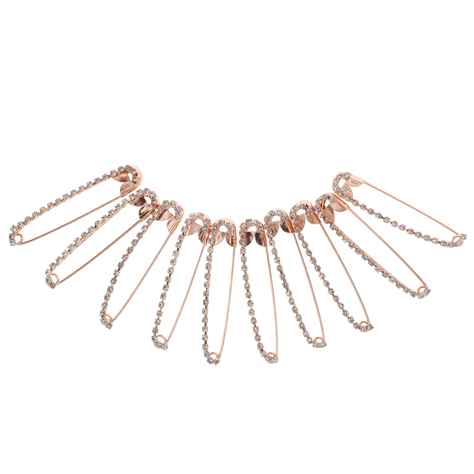 

10Pcs Rhinestone Brooch Pins Sparkling Crystal Safety -Shaped Alloy Fastener for Shawls Scarves Sweaters Elegant Bling