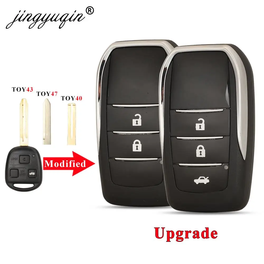 jingyuqin Modified Flip Remote Key Shell Case Fob for Toyota Camry Corolla Prado 120 RAV4 Kluger Previa FJ Cruiser Land Cruiser