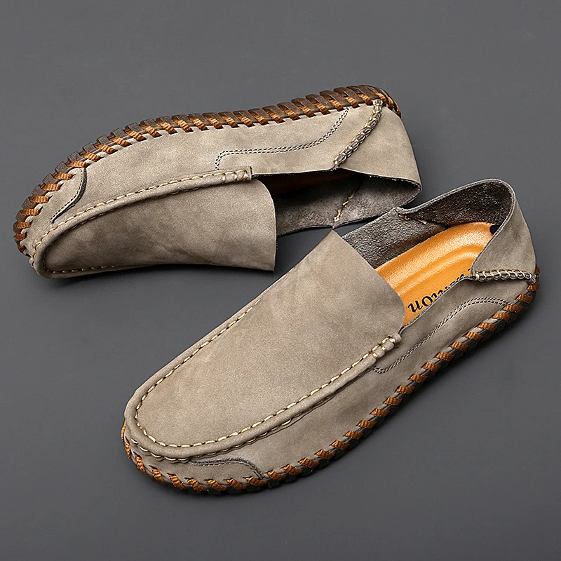 Genuine Leather Men Loafers Cow Leather Casual Shoes For Man Soft Spring Moccasins Plus Size 38-47 Tenis Masculinos