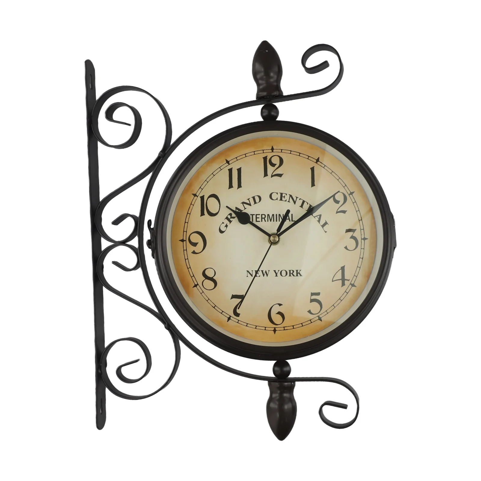 8 Double-Sided Clock Station Round Style Train Antique Wall Clock Wall mount Wrought Decorative Double Sided Grand