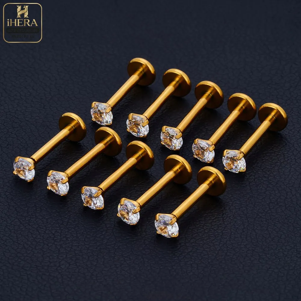 5/50 Stück G23 Titan Piercing Labret Lippenstecker 16G Innengewinde Ohrstecker Nasenstecker Tragus Knorpel Helix Daith Körperpiercing – Detail 22