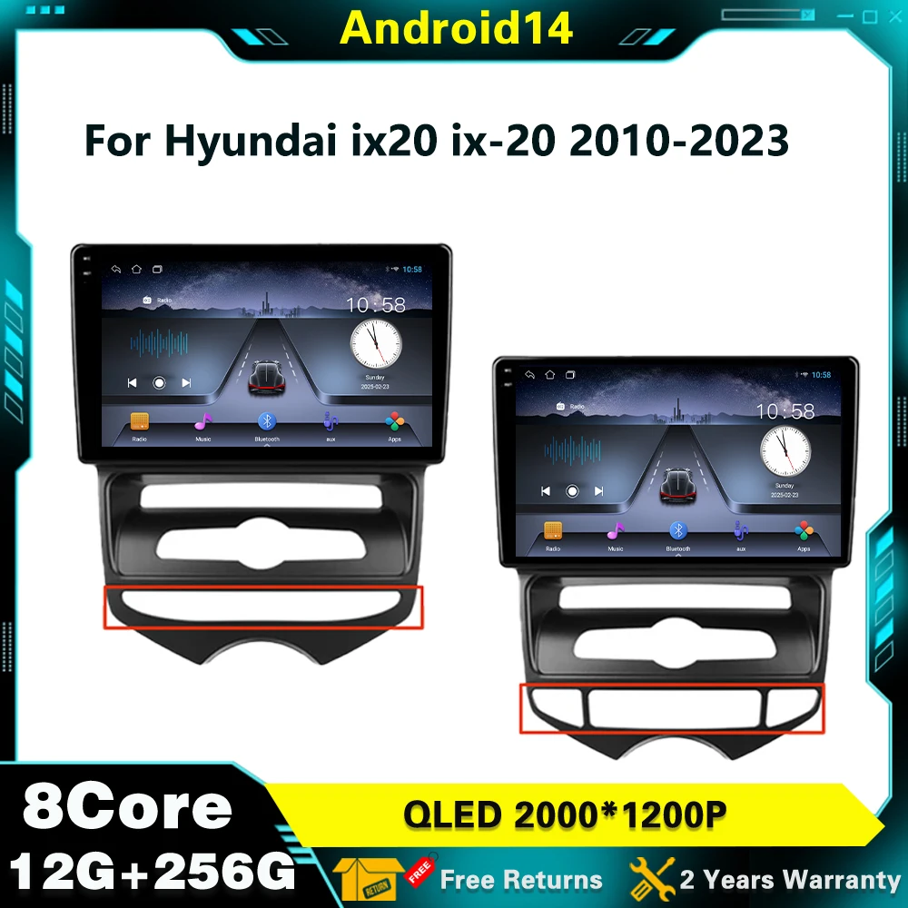

Android 14 Carplay Android Car Radio Player For Hyundai ix20 ix-20 2010-2023 Multimedia Navigation GPS Wifi Head Unit 2 Din